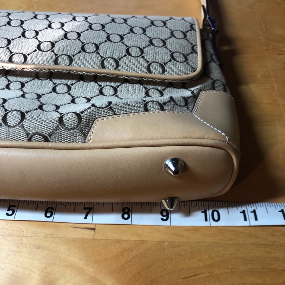 Vintage Oroton Monogram Canvas Shoulder Bag Tan Brown 90s Y2K Luxury Designer - Picture 11 of 14